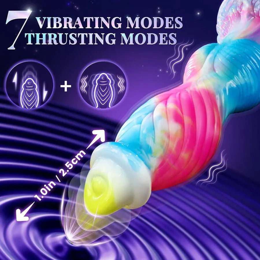 10 Inches Remote Thrusting Knotted Dildo Vibrator