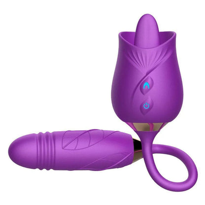 3-in-1 Licking Clit Rose Toy With Thrusting Egg Vibrator