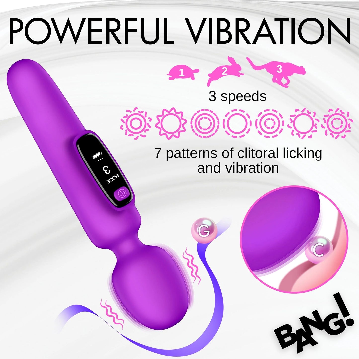 Bang! First Time Wand Vibrator with Digital Display - Purple