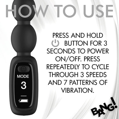 Bang! Silicone Vibrating Anal Beads with Digital Display - Black