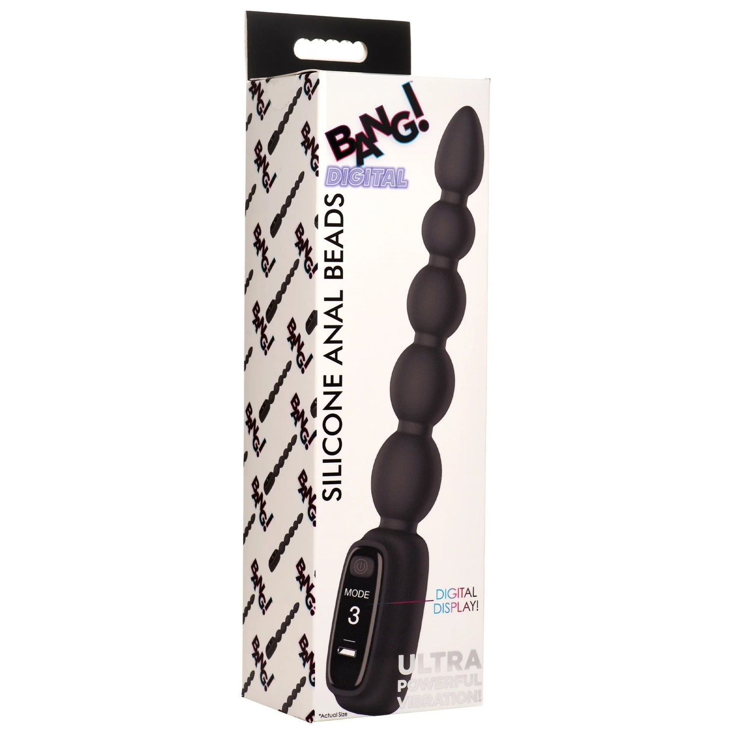 Bang! Silicone Vibrating Anal Beads with Digital Display - Black