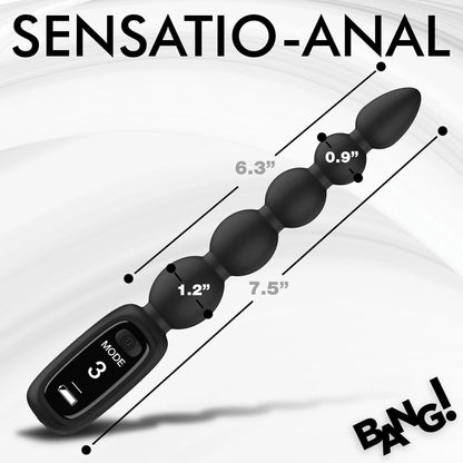 Bang! Silicone Vibrating Anal Beads with Digital Display - Black