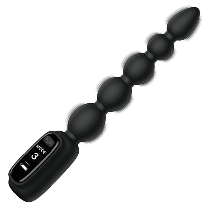 Bang! Silicone Vibrating Anal Beads with Digital Display - Black