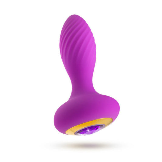 Charm Vibrating Textured Silicone Butt Plug in Amethyst