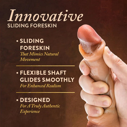 DaVinci Ultra Realistic 8 Inch Silicone Dildo with Sliding Foreskin - Caramel