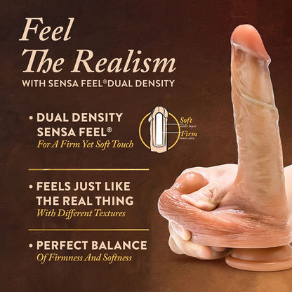 DaVinci Ultra Realistic 8 Inch Silicone Dildo with Sliding Foreskin - Caramel