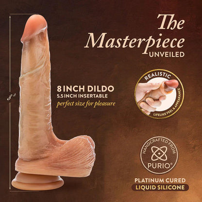 DaVinci Ultra Realistic 8 Inch Silicone Dildo with Sliding Foreskin - Caramel