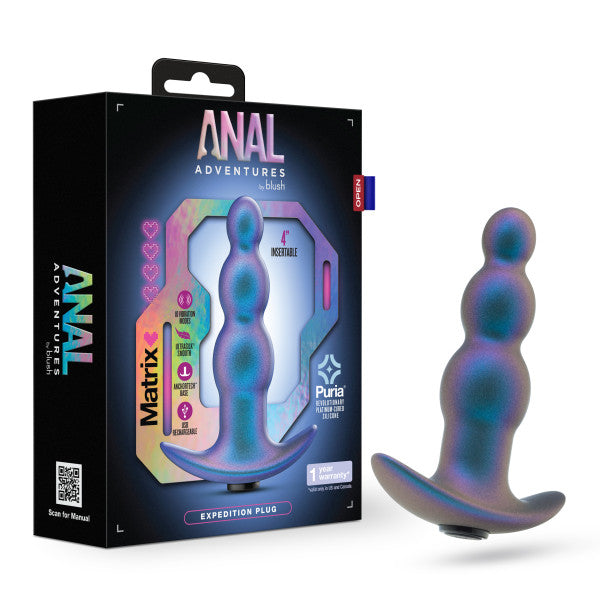 Expedition Beaded Vibrating Silicone Butt Plug