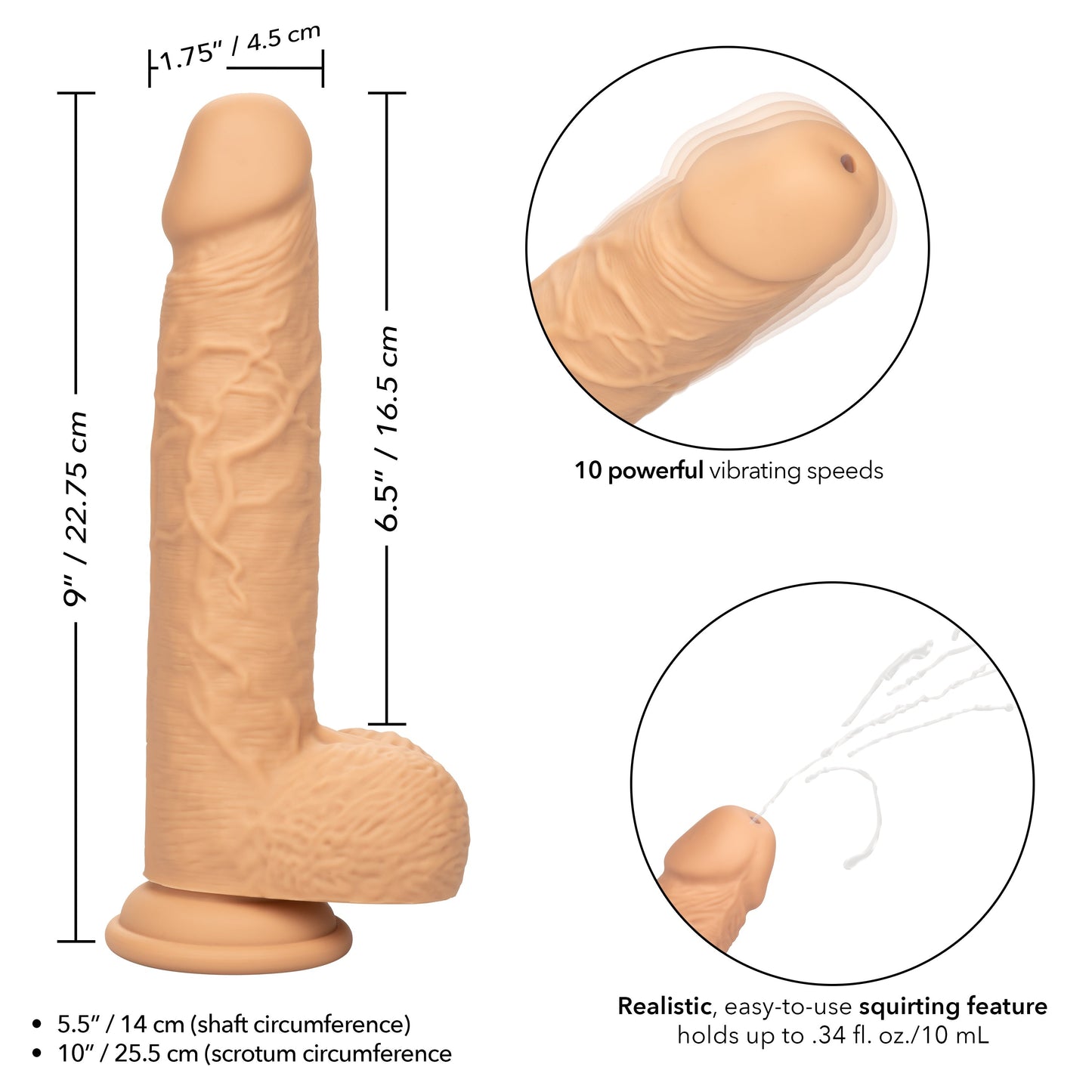 Fuck Stick Squirting Vibrating Silicone Suction Cup Dildo - Vanilla