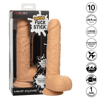 Fuck Stick Squirting Vibrating Silicone Suction Cup Dildo - Vanilla