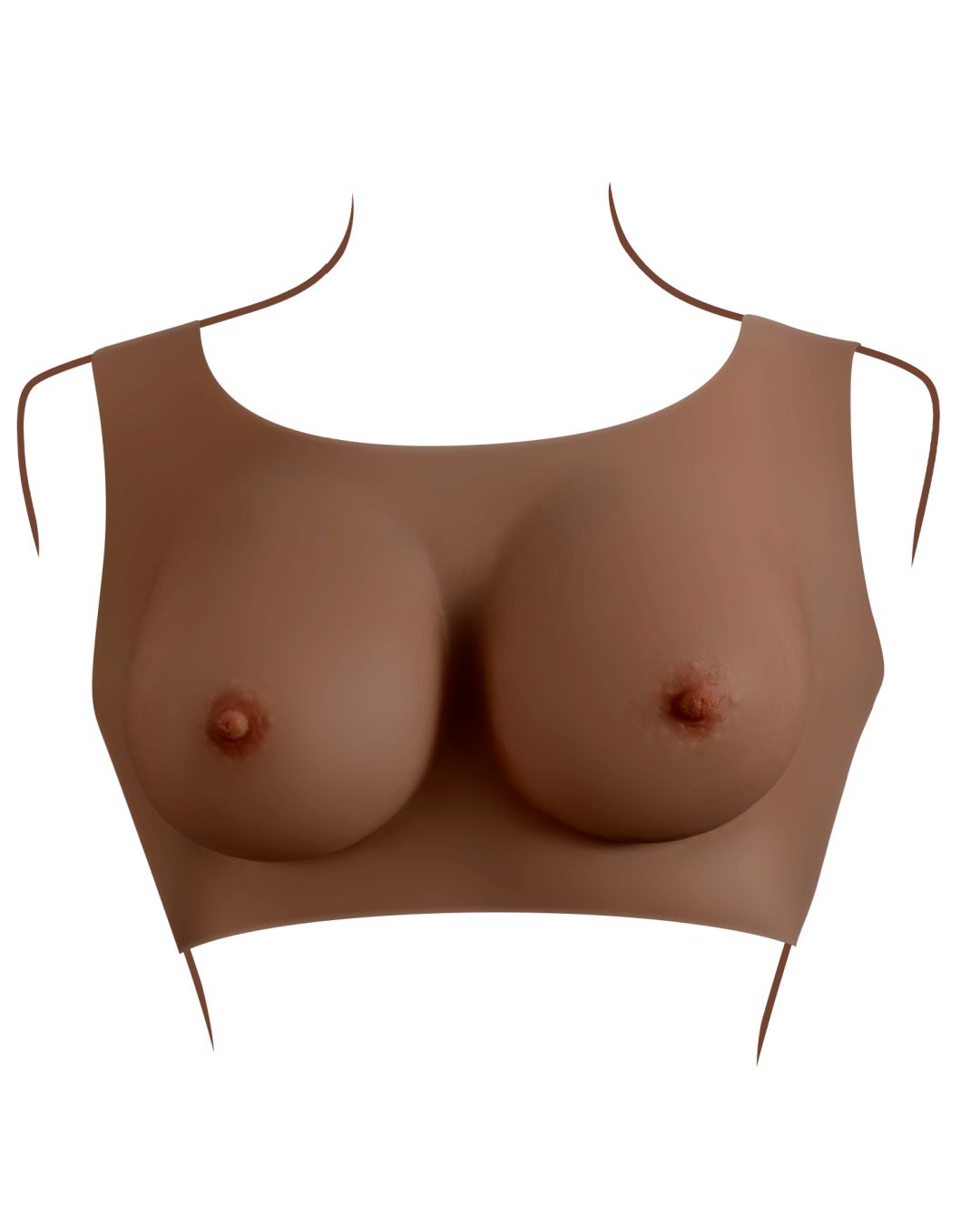 Gender X Wearable Silicone C Cup Breasts - Chocolate