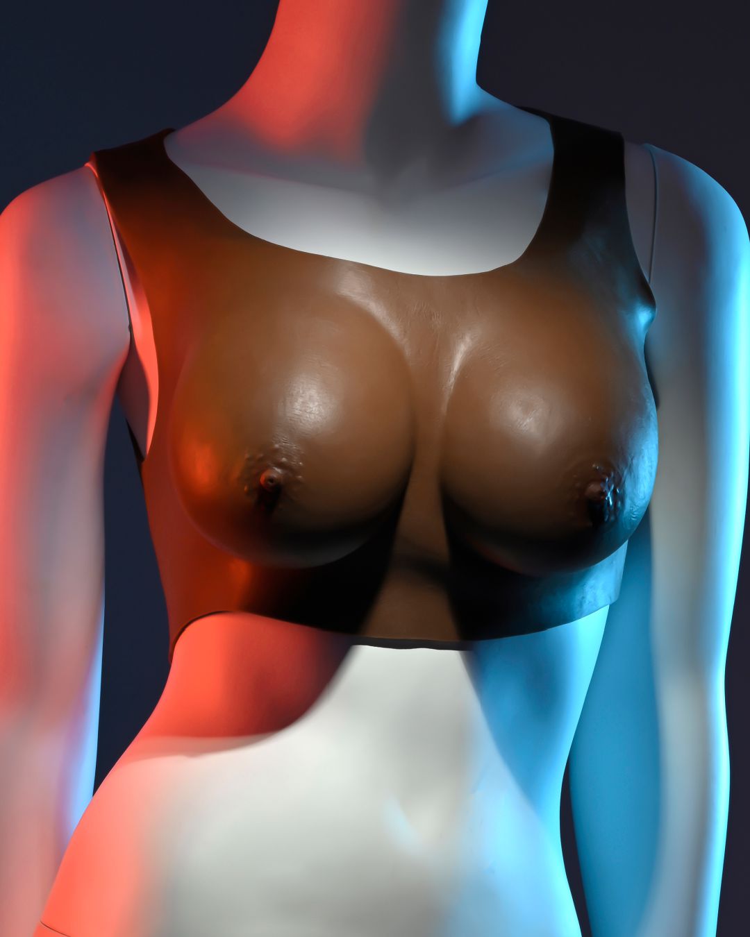 Gender X Wearable Silicone C Cup Breasts - Chocolate