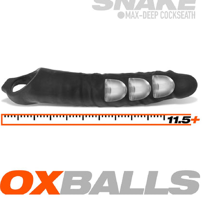 Oxballs Snake Extra Long 11 Inch Cock Sheath with Ball Strap - Black