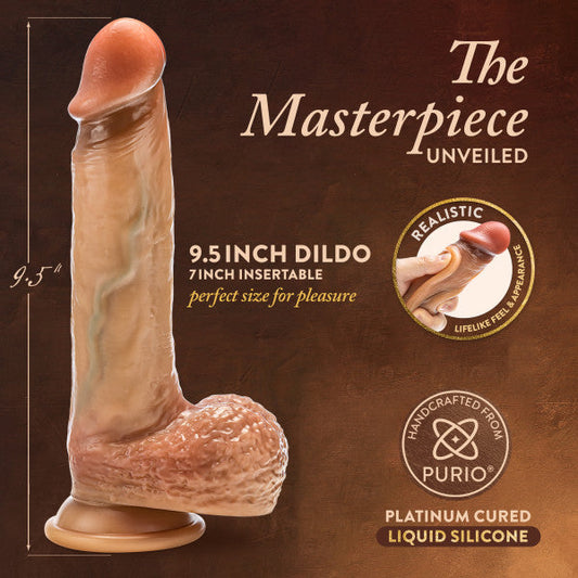 Raphael Ultra Realistic 9.5 Inch Silicone Dildo with Sliding Foreskin - Caramel