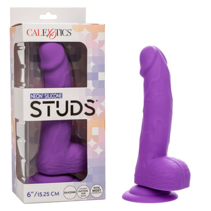 Silicone Stud 8 Inch Suction Cup Dildo -  Purple