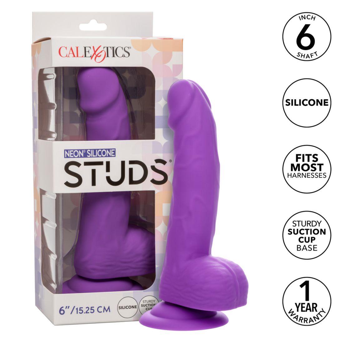 Silicone Stud 8 Inch Suction Cup Dildo -  Purple