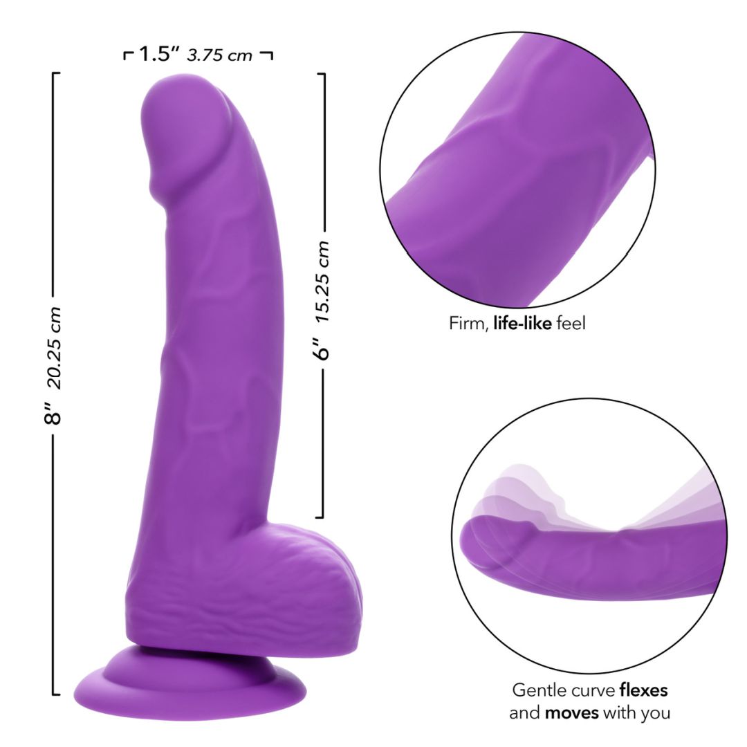 Silicone Stud 8 Inch Suction Cup Dildo -  Purple