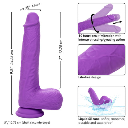 Silicone Stud Gyrating & Thrusting 9.5 Inch Purple Dildo