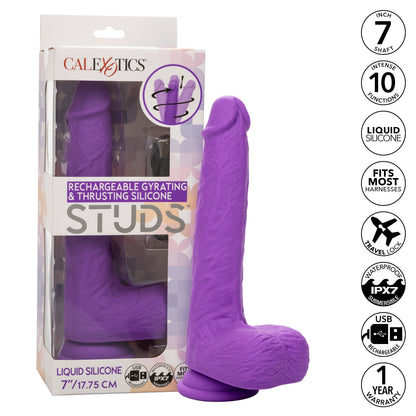 Silicone Stud Gyrating & Thrusting 9.5 Inch Purple Dildo