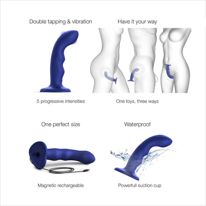 Strap on Me G-Spot Tapping Silicone Dildo - Blue