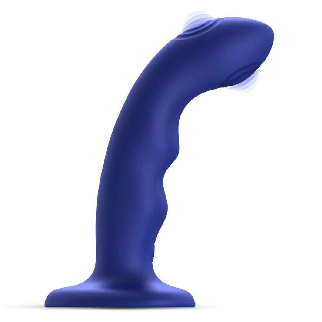 Strap on Me G-Spot Tapping Silicone Dildo - Blue