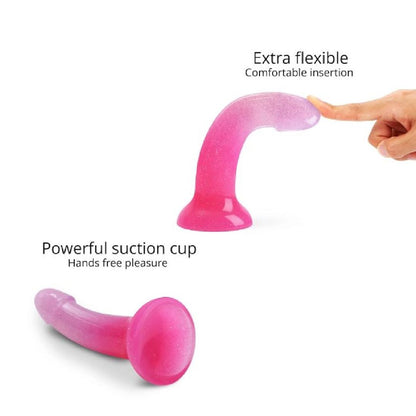 Sunrise Pink Ombre Glitter 7 inch Silicone Dildo