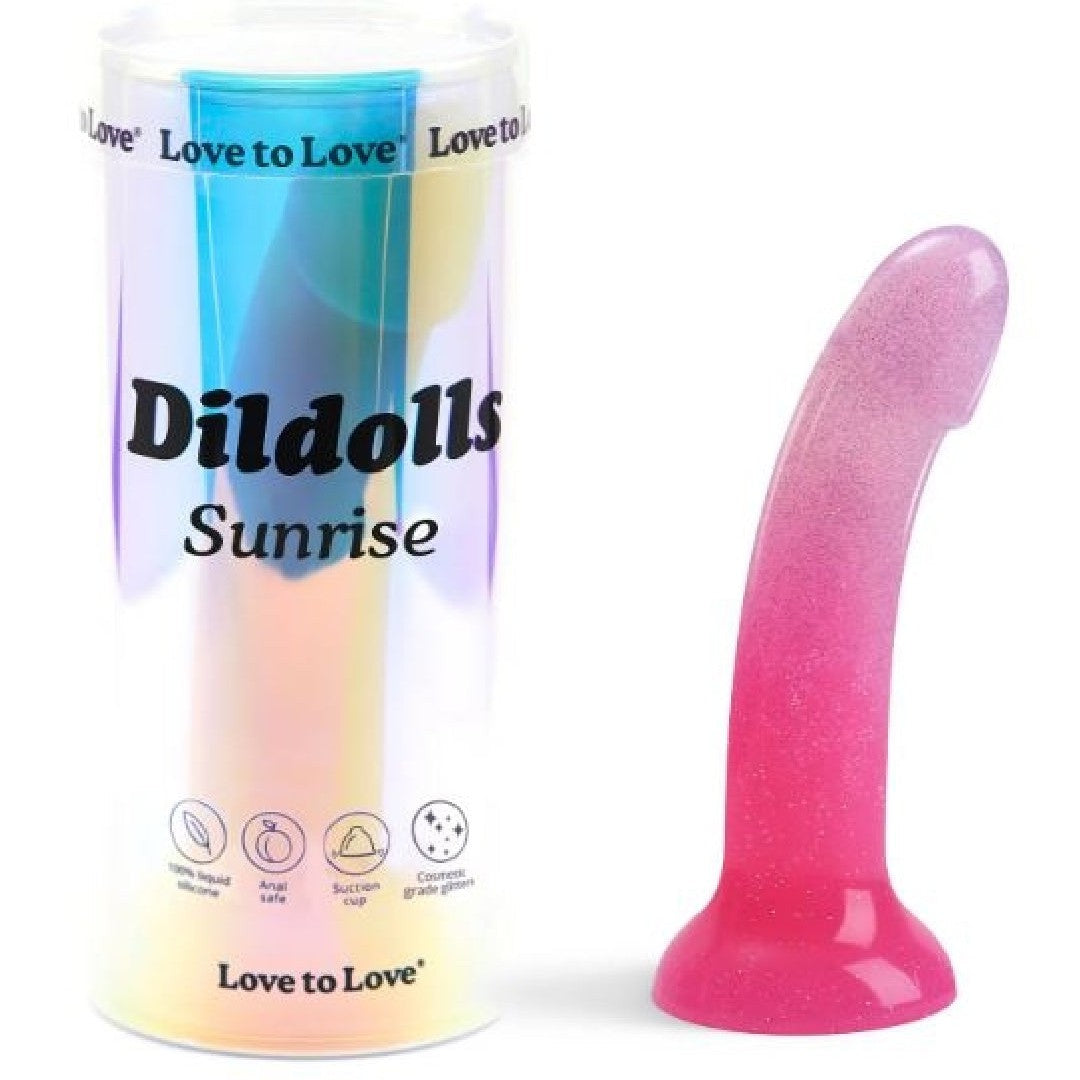 Sunrise Pink Ombre Glitter 7 inch Silicone Dildo