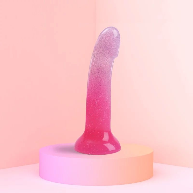 Sunrise Pink Ombre Glitter 7 inch Silicone Dildo