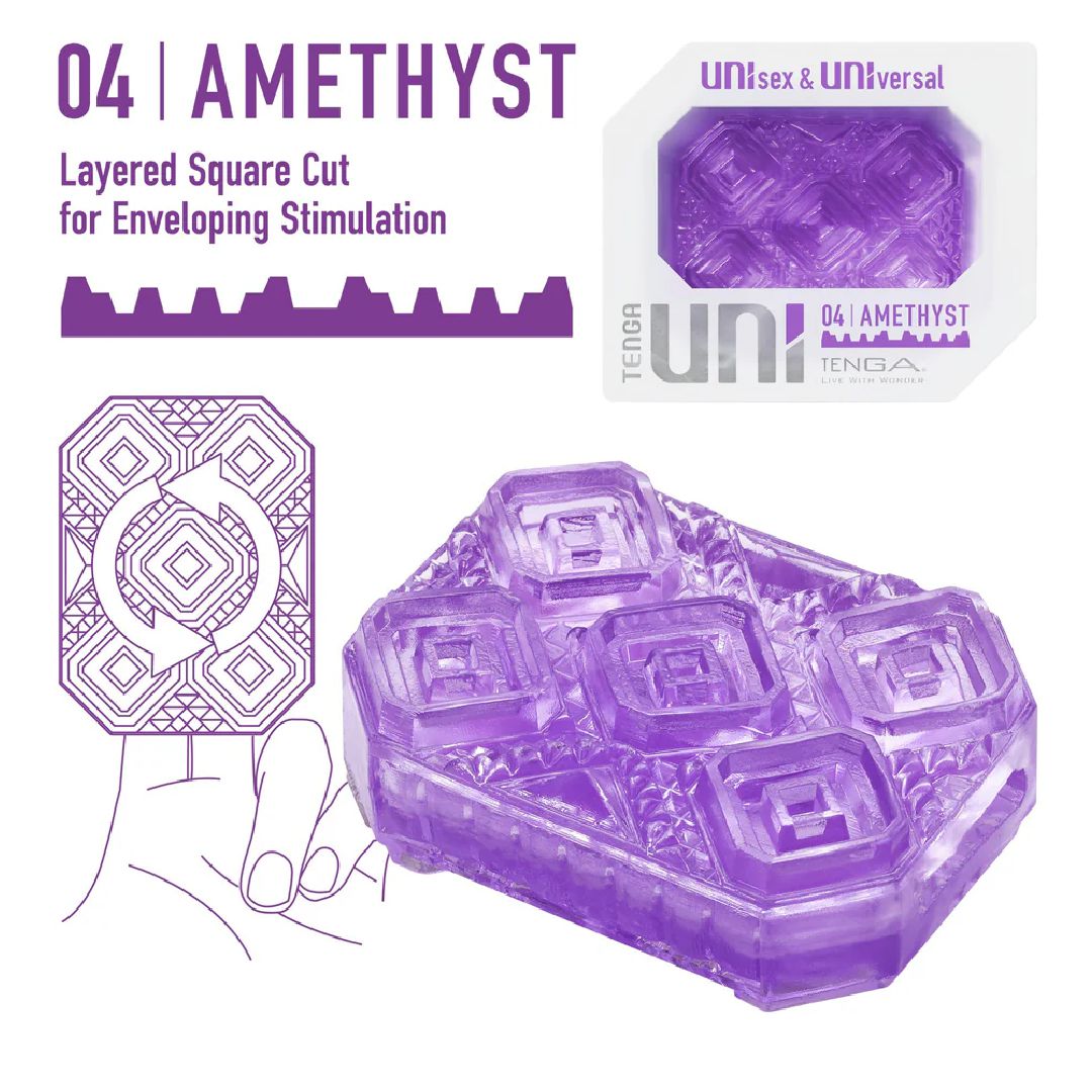 Tenga Uni Amethyst Textured Finger Sleeve for Stroking and Clit Massage