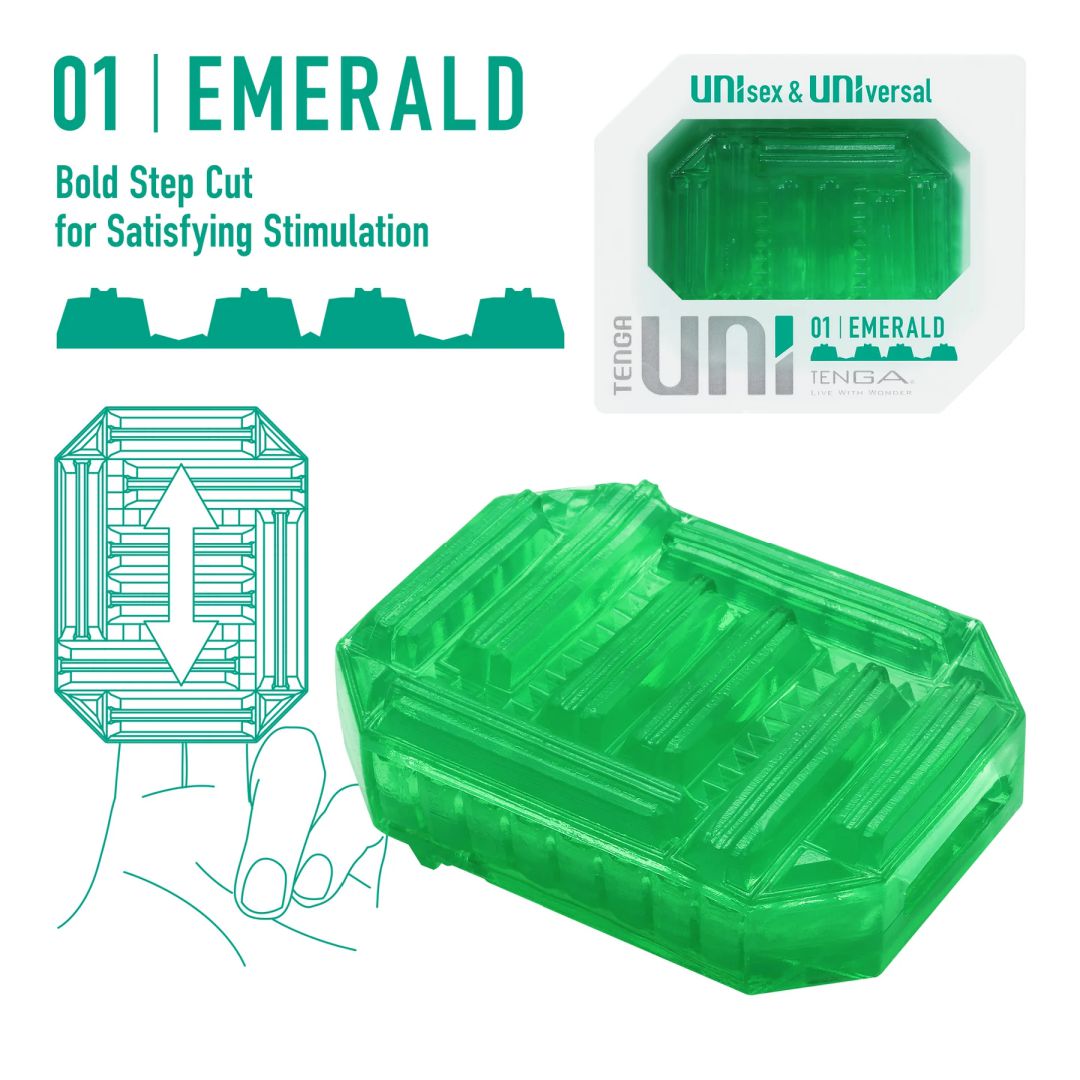 Tenga Uni Emerald Textured Finger Sleeve for Stroking and Clit Massage