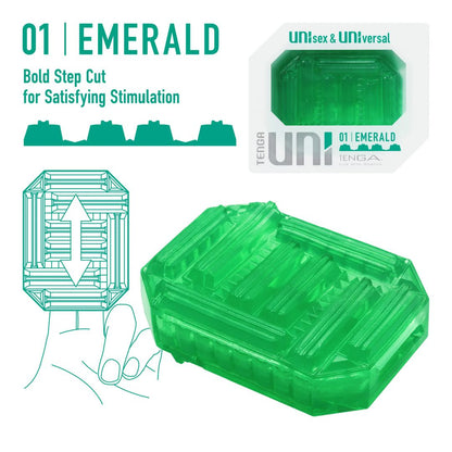 Tenga Uni Emerald Textured Finger Sleeve for Stroking and Clit Massage