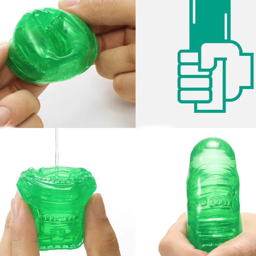 Tenga Uni Emerald Textured Finger Sleeve for Stroking and Clit Massage