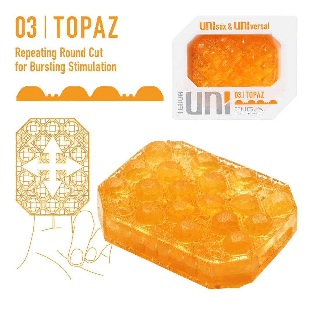 Tenga Uni Topaz Textured Finger Sleeve for Stroking and Clit Massage