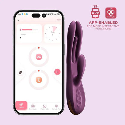 Terri App-Controlled Kinky Finger Tapping Rabbit Vibrator - Purple