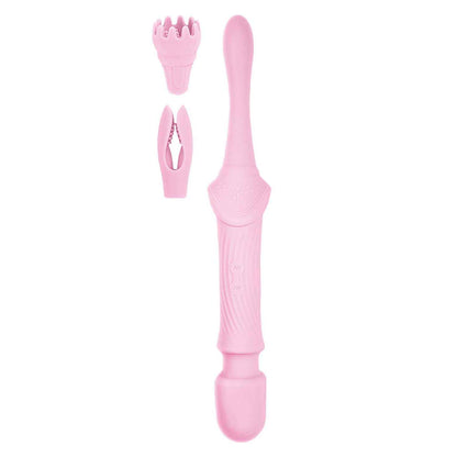 The Goddess Double Ended Wand + Pinpoint Vibe with 3 Attachments - Pink