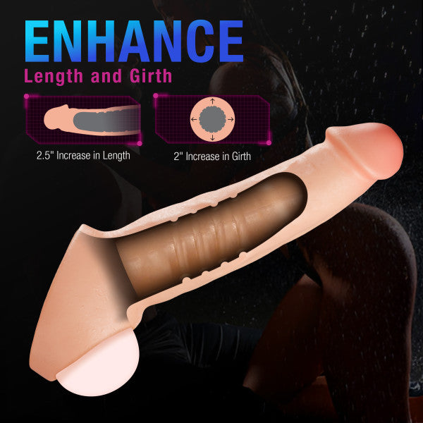 Thrive 2.5 Inch Veiny Silicone Penis Extender with Ball Strap