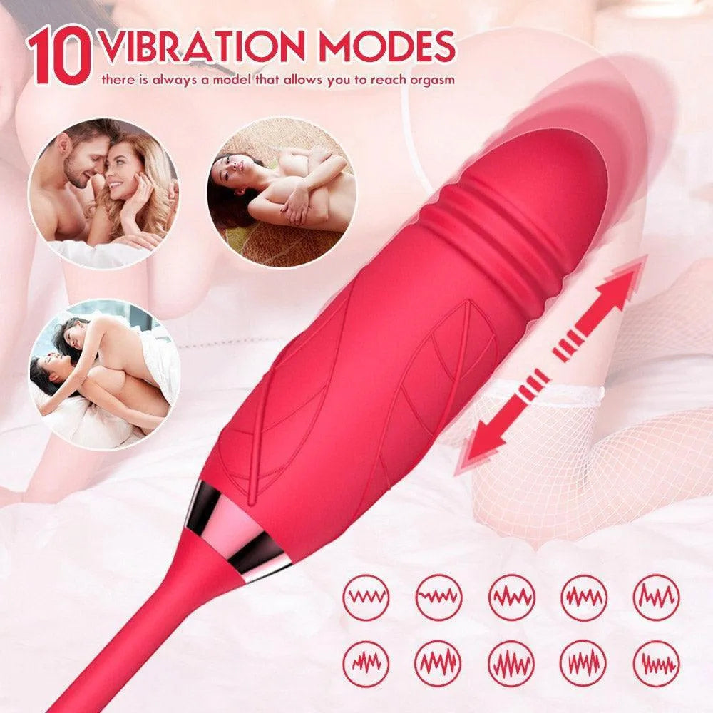 Rose Clit Sucker with Thrusting Egg Vibrator