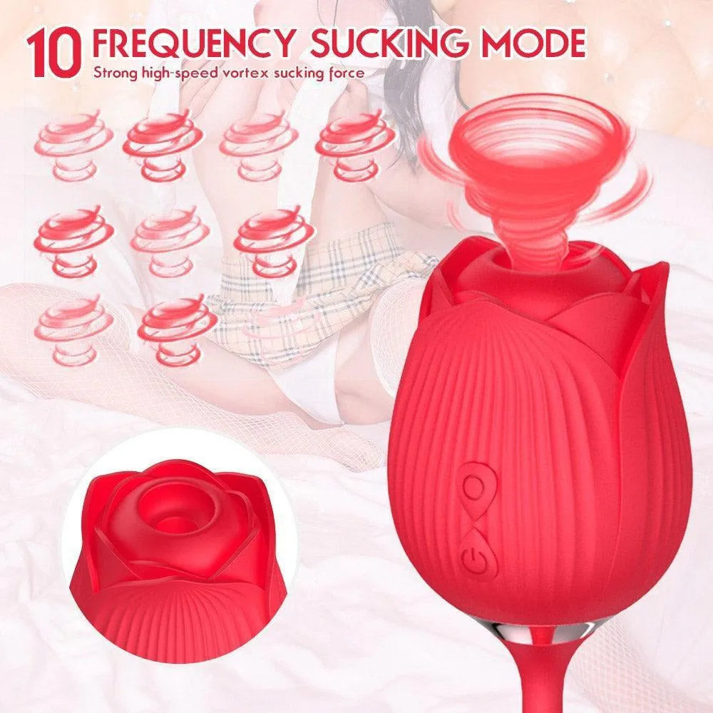 Rose Clit Sucker with Thrusting Egg Vibrator